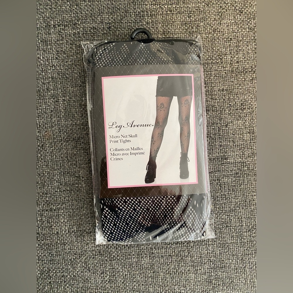 Leg Avenue Black Skull Print Micro Net Tights